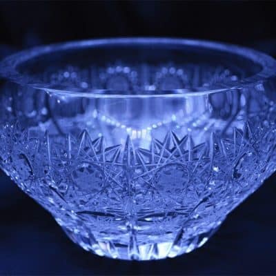 Krištálová brúsená dóza 16 cm s viečkom