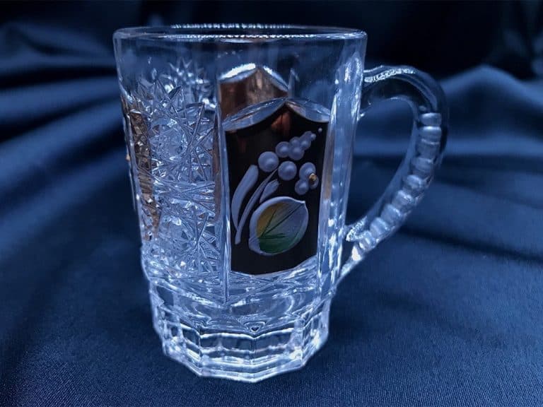 Kristallgeschliffene Becher 75 ml, handbemalt, 6-teilig