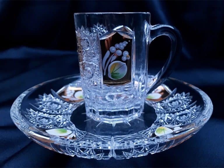 Kristallgeschliffene Becher 75 ml, handbemalt, 6-teilig
