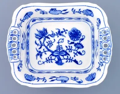 Cibulák – Misa 4-hranná s prelamovanými uškami 19 cm – originál cibuľový porcelán 1. akosť