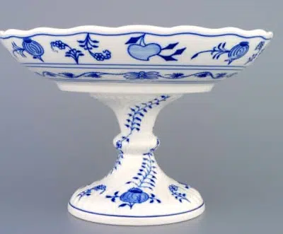 Cibulák – Misa kompótová na nohe 24 cm – originál cibuľový porcelán 1. akosť