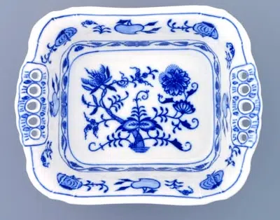 Cibulák – Misa 4-hranná s prelamovanými uškami 19 cm – originál cibuľový porcelán 1. akosť