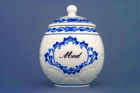 Cibulák – Hrnček na med s viečkom 0,4 l – originál cibuľový porcelán 1. akosť