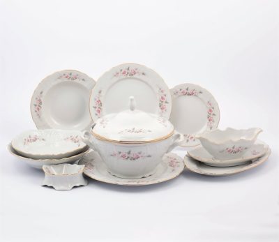 Lunchset für 6 Personen Berna Roségold gestreift