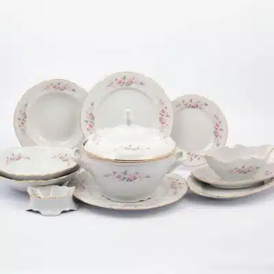 Lunchset für 6 Personen Berna Roségold gestreift