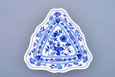 Zwiebelmuster - Dreieckige Salatschüssel 19,5 cm - Original Zwiebelmuster Porzellan, 1. Wahl
