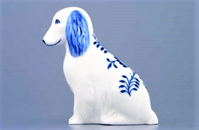 Zwiebelmuster - Sitzender Hund 10 cm - Original Zwiebelmuster 1. Wahl – Bild 2