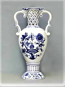 Zwiebelmuster - Durchbrochene Vase 30 cm - Original Zwiebelmuster-Porzellan 1. Wahl