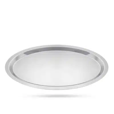 Ovales Tablett aus Edelstahl, 46 cm