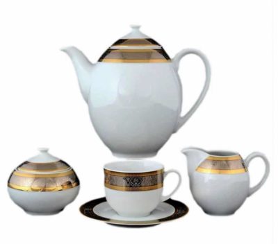 Kaffeeservice für 6 Personen Opalnea Gold mit Platin