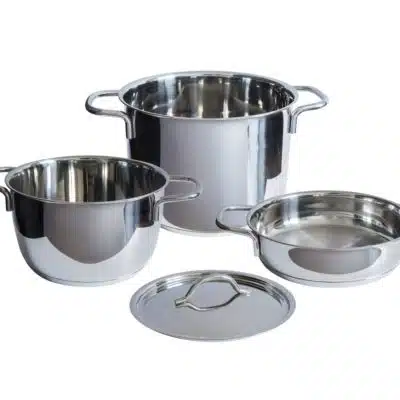 Set mit 3 Edelstahltöpfen mit Deckel