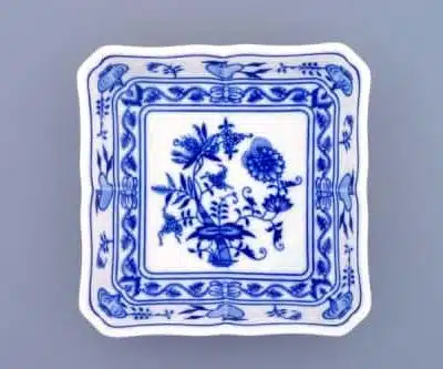Zwiebelmuster - Salatschüssel 4-eckig 18 cm - Original Zwiebelmuster-Porzellan, erste Qualität