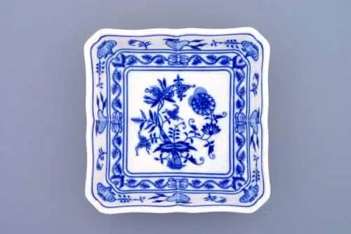 Zwiebelmuster - Salatschüssel 4-eckig 15 cm - Original Zwiebelmuster-Porzellan 1. Wahl