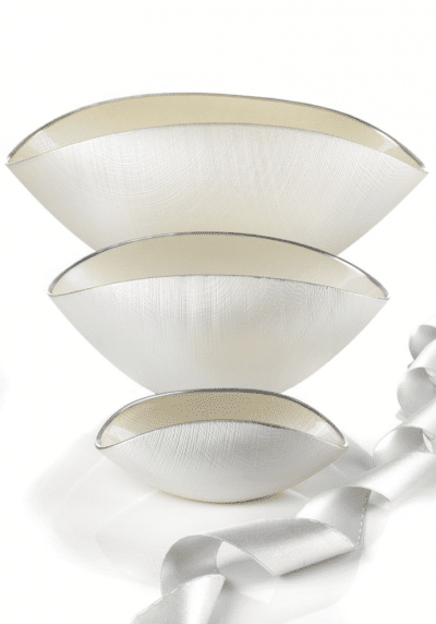 Schüssel BURA weiße Perle / Platinlinie 38x18 cm – Bild 2