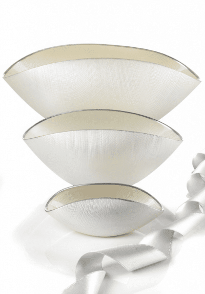 Schüssel BURA weiße Perle / Platinlinie 28x12 cm – Bild 2
