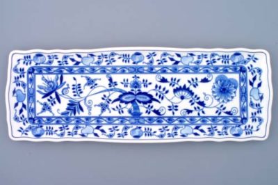 Zwiebelmuster - Tablett 4-eckig 45×16 cm - Original Zwiebelmuster I. Qualität