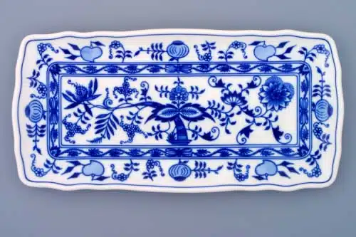 Zwiebelmuster - Tablett 4-eckig 33×16 cm - Original Zwiebelmuster 1. Wahl