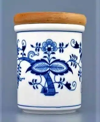 Zwiebelmuster - Glas mit Holzdeckel 0,4 l - Original Zwiebelmuster, 1. Wahl