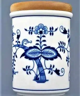 Zwiebelmuster - Glas mit Holzdeckel 0,5l - Original Zwiebelmuster, 1. Wahl