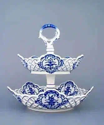 Zwiebelmuster - 2-teiliges 5-Eck-Regal 19 cm / 24 cm - Original Zwiebelmuster-Porzellan 1. Wahl