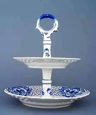 Zwiebelmuster - Durchbrochenes 2-teiliges Regal 18+24 cm - Original Zwiebelmuster-Porzellan 1. Wahl