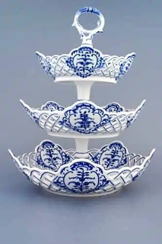 Zwiebelmuster - 3-teiliges 5-Eck-Regal 19/24/28 cm - Original Zwiebelmuster-Porzellan 1. Wahl