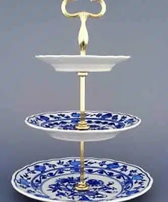 Zwiebelmuster - 3-teiliges Tellerregal 15 + 19 + 24 cm - Original Zwiebelmuster Porzellan 1. Wahl