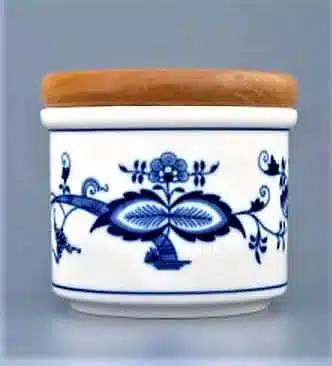 Zwiebelmuster - Glas mit Holzdeckel 0,30l - Original Zwiebelmuster 1. Wahl