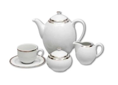 Kaffeeservice für 6 Personen Opalnea Platinrand