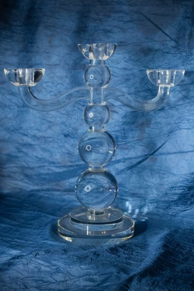 Kerzenhalter aus geschliffenem Kristall, 35 cm