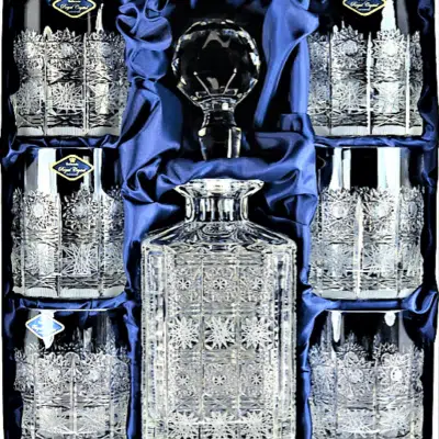 Set Whisky-Dekanter mit Kristallschliff Laura, 1 + 6 Gläser