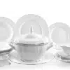 Lunchset für 6 Personen, Berna Damast, Platinstreifen