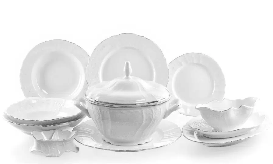Lunchset für 6 Personen, Berna Damast, Platinstreifen