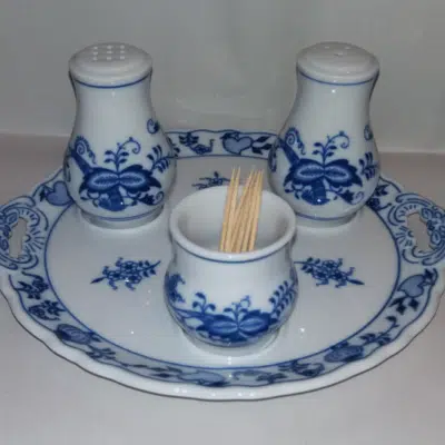 Zwiebelmuster - Tischset - Salz, Pfeffer, Zahnstocher - Original Zwiebelmuster-Porzellan 1. Wahl