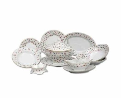 Lunchset für 6 Personen Berna Blumengoldstreifen