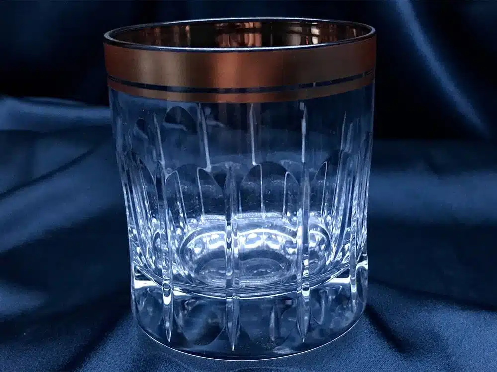 Geschliffene Kristallgläser 250 ml, 6er-Set, handbemalt mit Gold