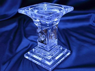 Kerzenhalter im Kristallschliff, 13,5 cm, handbemalt – Bild 3