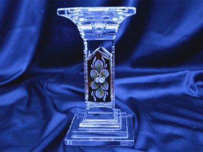 Kerzenhalter im Kristallschliff, 18 cm, handbemalt