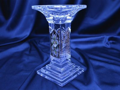Kerzenhalter im Kristallschliff, 18 cm, handbemalt – Bild 2