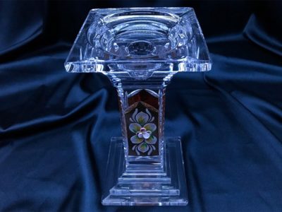 Kerzenhalter im Kristallschliff, 18 cm, handbemalt – Bild 3