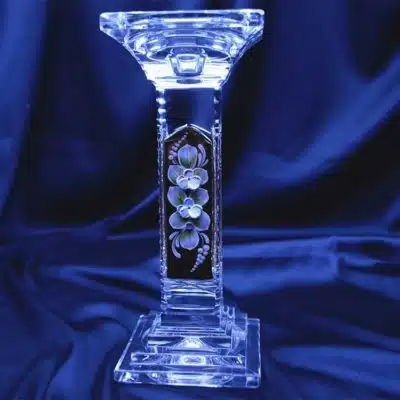 Kerzenhalter im Kristallschliff, 23 cm, handbemalt