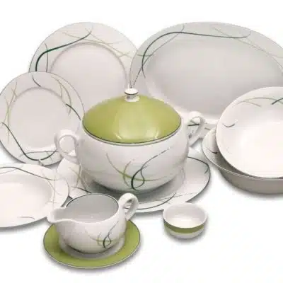 Porzellan-Lunchset für 6 Personen, Opalnea-Gras