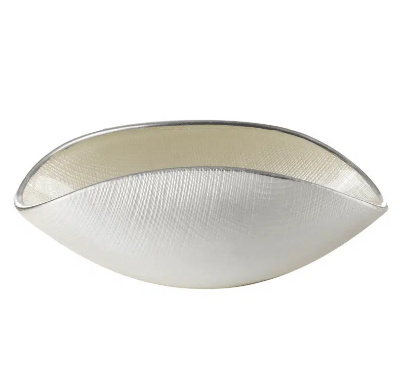 Schüssel BURA weiße Perle / Platinlinie 18x9 cm