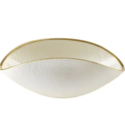 Schüssel BURA weiße Perle / Goldlinie 18x9 cm