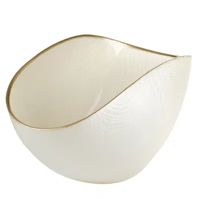 Schüssel BURA weiße Perle / Goldlinie 28x12 cm