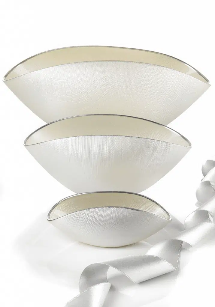 Schüssel BURA weiße Perle / Platinlinie 18x9 cm – Bild 2