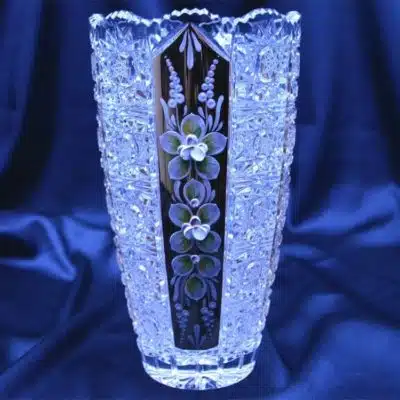 Vase mit Kristallschliff, 21 cm, handbemalt