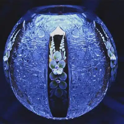Vase mit Kristallschliff, 18 cm, handbemalt