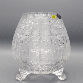 Geschliffene Kristallvase auf Beinen ÚSVIT 19 cm