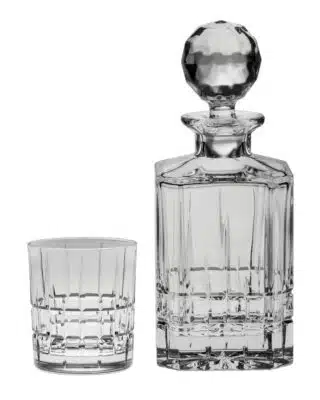 Set Whiskyflasche mit Kristallschliff DOWPER 1 + 6 Gläser